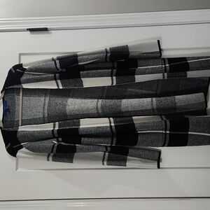 Cardigan Open Front Plaid